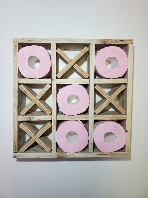 Porte papiers toilette "Morpion" en bois brut face